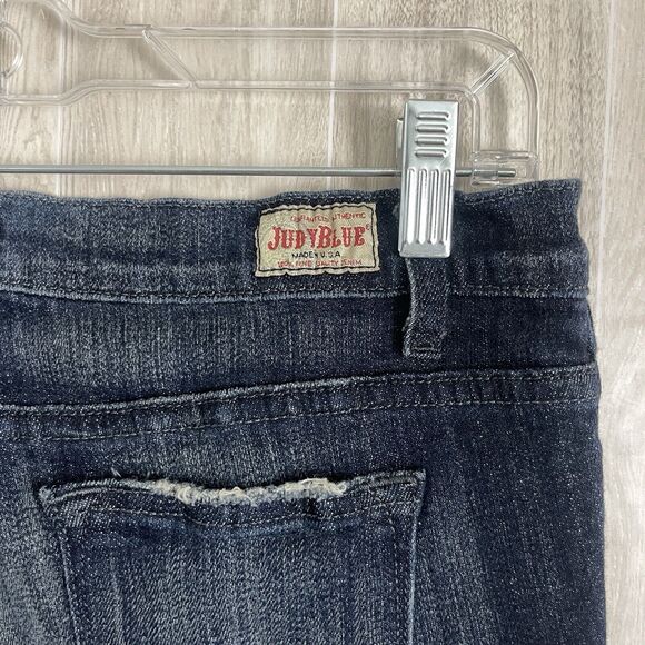 Judy Blue Jeans Women’s Size 1X Dark Wash Stretch Distressed Straight Leg USA - Picture 8 of 14